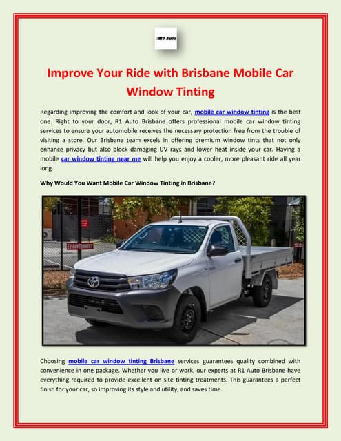 Improve Your Ride with Brisbane Mobile Car Window Tinting | PDF