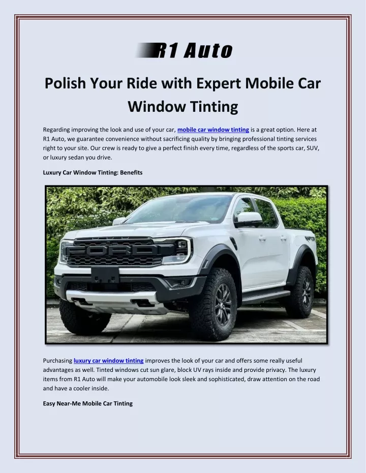 PPT - Polish Your Ride with Expert Mobile Car Window Tinting PowerPoint Presentation - ID:13618704