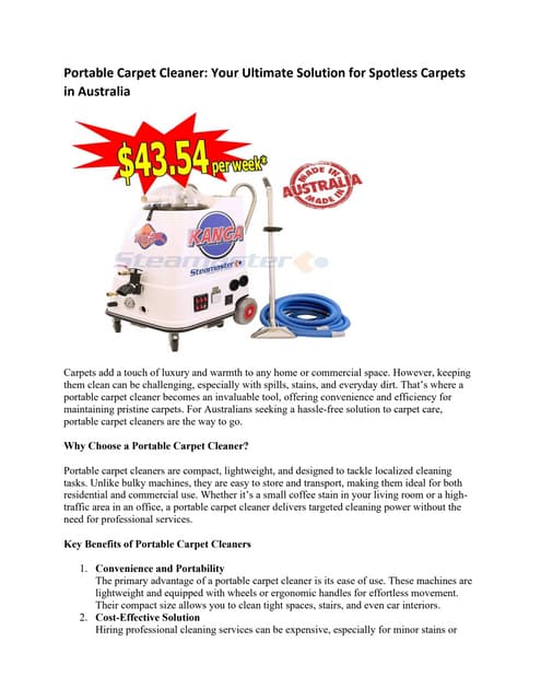 Portable Carpet Cleaner Your Ultimate Solution for Spotless Carpets in Australia.pdf