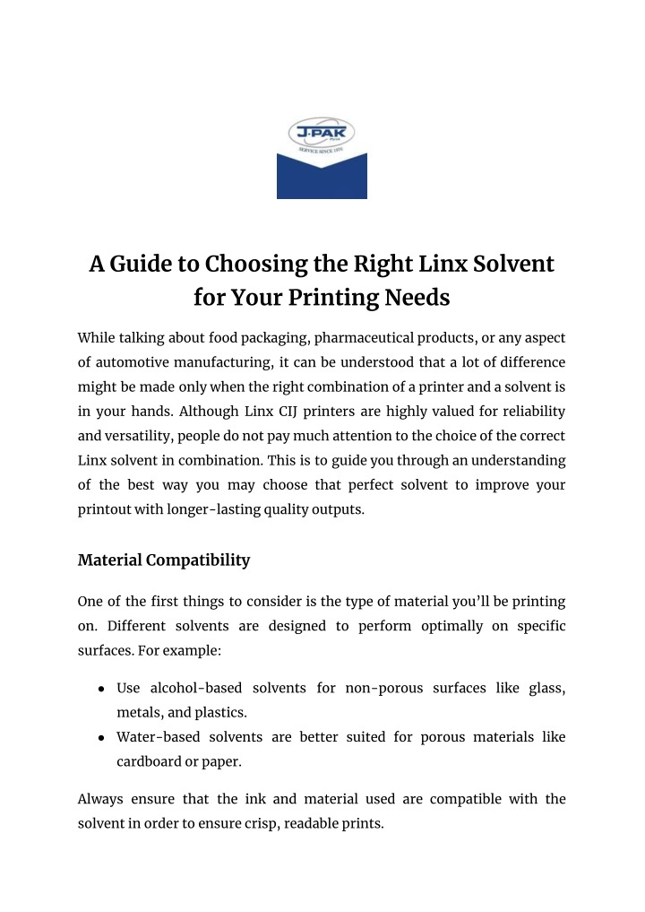 PPT - A Guide to Choosing the Right Linx Solvent for Your Printing Needs PowerPoint Presentation - ID:13943942