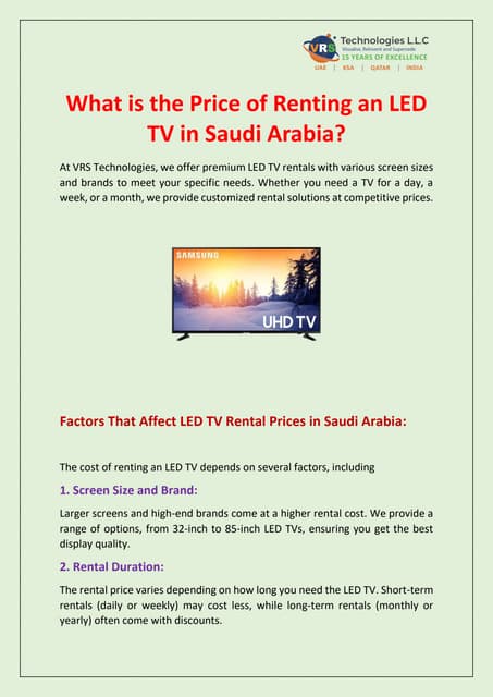 What is the Price of Renting an LED TV in Saudi Arabia? | PDF