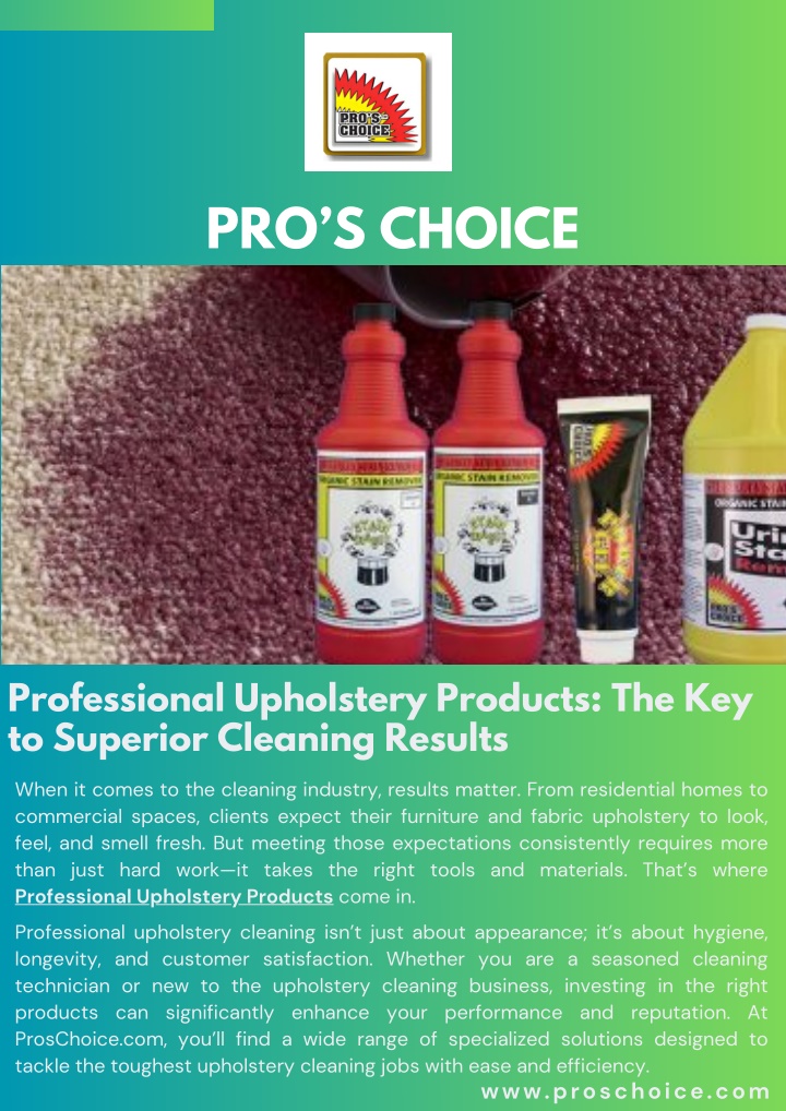 PPT - Professional Upholstery Products The Key to Superior Cleaning Results PowerPoint Presentation - ID:14170647