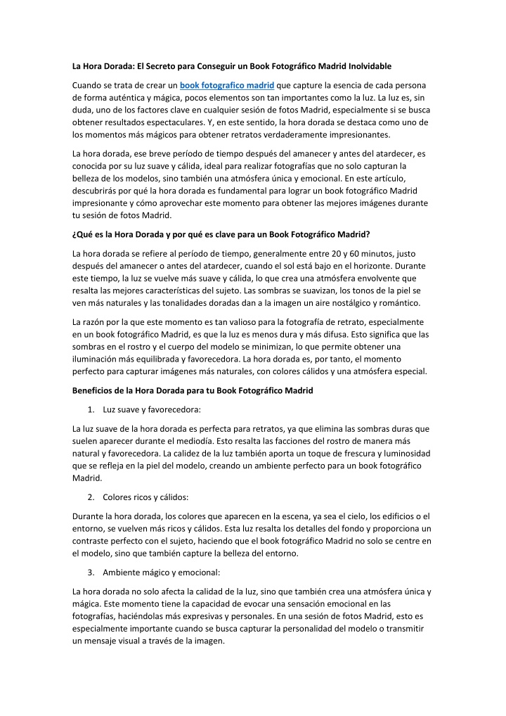 PPT - La Hora Dorada El Secreto para Conseguir un Book Fotográfico Madrid Inolvidable PowerPoint Presentation - ID:14166335