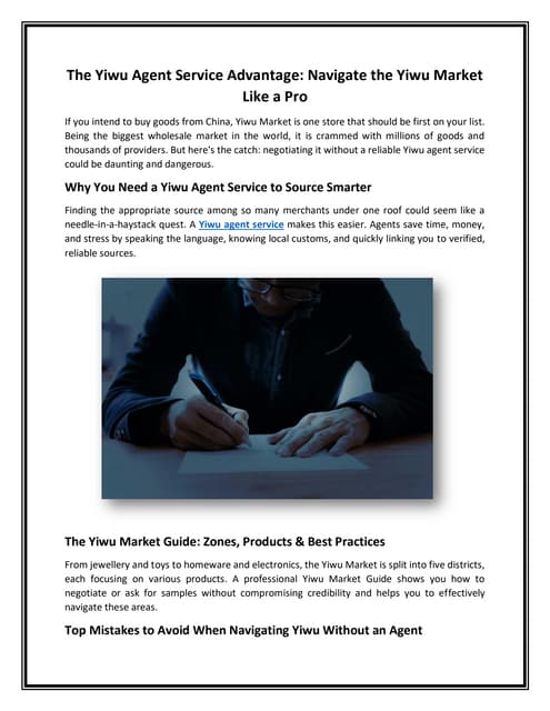 The Yiwu Agent Service Advantage: Navigate the Yiwu Market Like a Pro